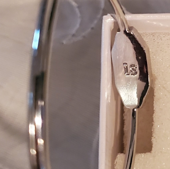 Lia Sophia Hoop Earrings with Pearlescent middle surrounded with Rhinestones. - Picture 3 of 5